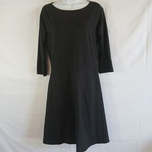 Toad And Co Black Dress 3/4 Sleeves Fit And Flare Sz S Casual Work Wear Travel